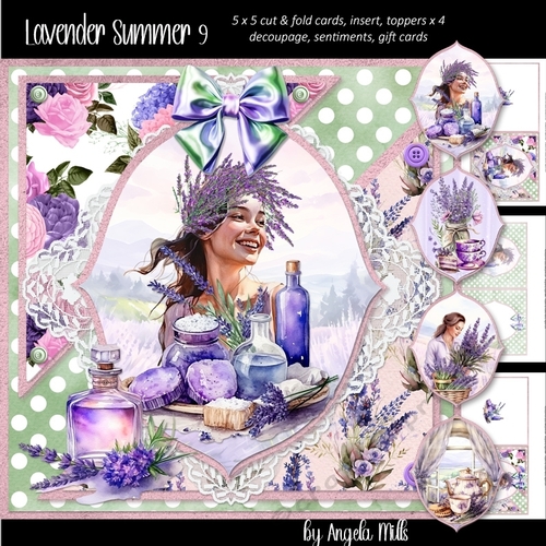 Lavender Summer 9: Lavender Spa 5.5 x 5.5 Cut & Fold Card Mini Kit, 8 Sheets