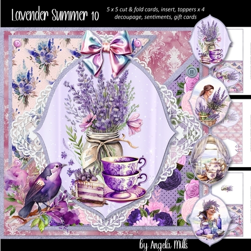 Lavender Summer 10: Lavender Bouquet 5.5 x 5.5 Cut & Fold Card Mini Kit, 8 Sheets