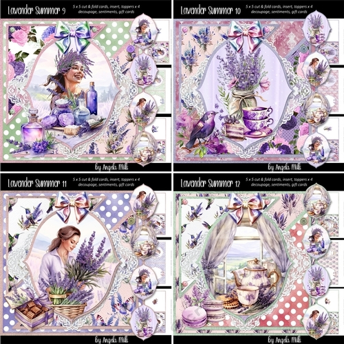 Lavender Summer 9 to 12 Bumper Kit: Four 5.5 x 5.5 Quick Cut & Foid Card Mini Kits
