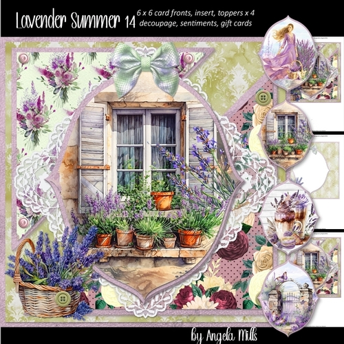 Lavender Summer 14: Lavender Window 8 x 8 Card Mini Kit incl. 4 Toppers, 8 Sheets