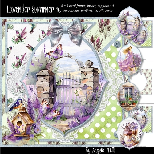 Lavender Summer 16: Lavender Butterfly Gate 8 x 8 Card Mini Kit incl. 4 Toppers, 8 Sheets