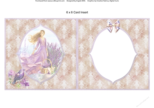Lavender Summer 52: Lovely in Lavender 6 x 6 Card Insert with Tan/Whte Damask Background