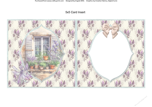 Lavender Summer 56: Lavender Window 5.5 x 5.5 Card Insert with Lavender Floral Background