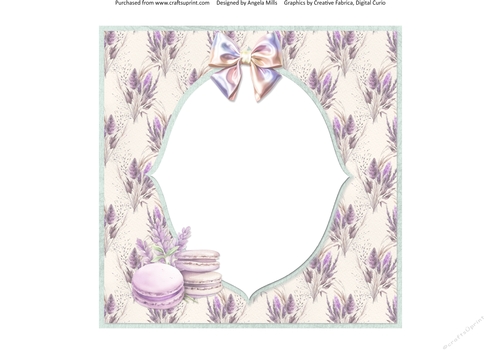 Lavender Summer 37: Lavender/Macarons 8 x 8 Card Insert with Lavender/Ivory Background
