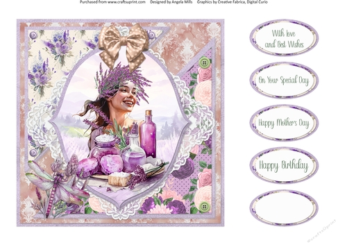 Lavender Summer 42: Lavender Spa 7 x 7 Quick Card Front with Sentiments