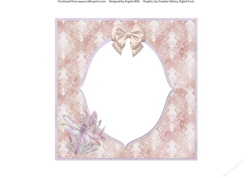 Lavender Summer 42: Lavender Spa 7 x 7 Card Insert with Rose Gold/White Damask Background