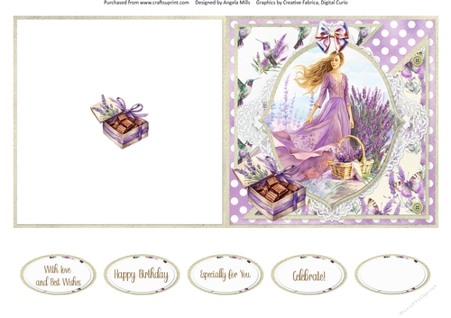 Lavender Summer 53: Lovely in Lavender 5 x 5 Quick Cut & Fold Card with Sentiments