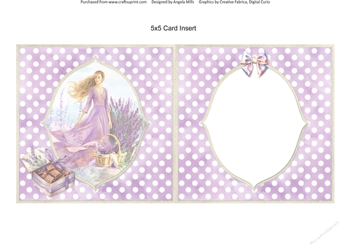 Lavender Summer 53: Lovely in Lavender 5 x 5 Card Insert with Lavender/White Polka Dot Background