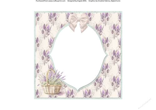 Lavender Summer 45:  Lavender Floral/Basket 8 x 8 Card Insert with Floral/Ivory Background