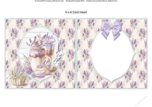 Lavender Summer 58: Lavender Sundaes/Macarons 6 x 6 Card Insert with Lavender/Ivory Background