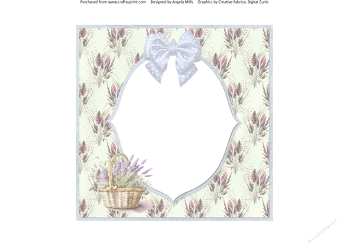 Lavender Summer 36: Lavender Basket 7 x 7 Card Insert with Lavender/Mint Green Background