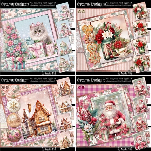 Christmas Greetings 9 to 12: 7 x 7 Card Mini-Kits, 32 Sheets, 16 Toppers
