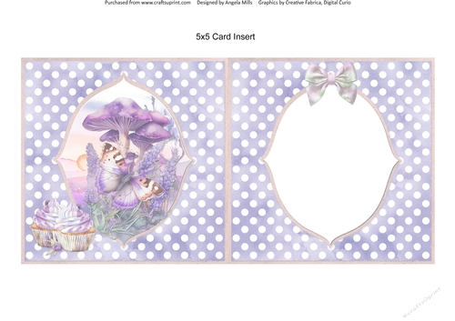 Lavender Summer 32: Butterfly 5 x 5 Card Insert with LavenderWhite Olka Dot Background