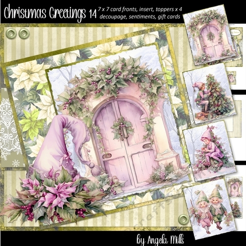 Christmas Greetings 14: Santas Little Helpers 7 x 7 Card Mini Kit, 8 Sheets, 4 Toppers