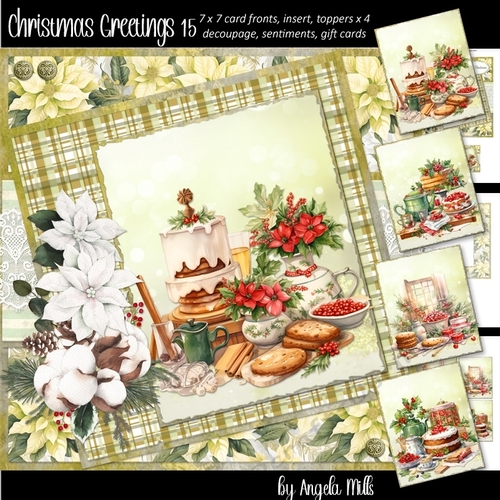 Christmas Greetings 15: Festive Baking 7 x 7 Card Mini Kit, 8 Sheets, 4 Toppers