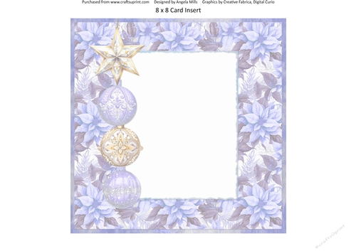 Christmas Greetings 49: Christmas Baubles 8 x 8 Card Insert with Lilac Poinsettias Background