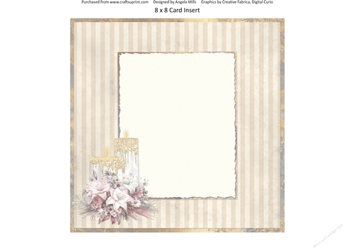 Christmas Greetings 37: Christmas Candles 8 x 8 Card Insert with Taupe Striped Background