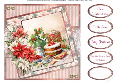 Christmas Greetings 61: Festive Baking 8 x 8 Quick Card Front with Sentiments