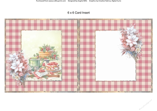 Christmas Greetings 59: Festive Baking 6 x 6 Card Insert with Red & Tan Gingham Check Background