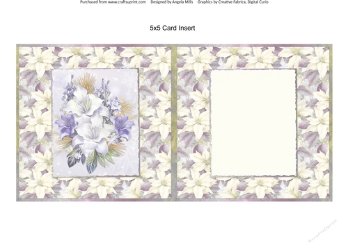 Christmas Greetings 36: Winter Florals 5 x 5 Card Insert with Violet/Yellow Poinsettias Background