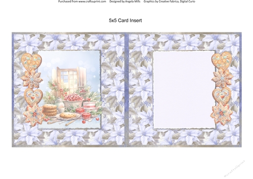 Christmas Greetings 60: Festive Fare 5 x 5 Card Insert with Lilac Poinsettias Background