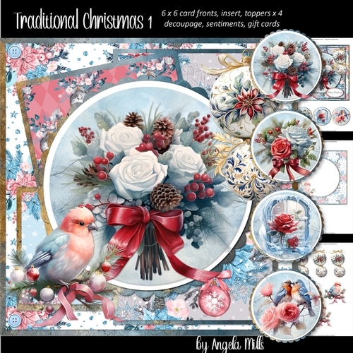 Traditional Christmas 1: Winter Bouquet 7 x 7 Card Mini Kit, 8 Sheets