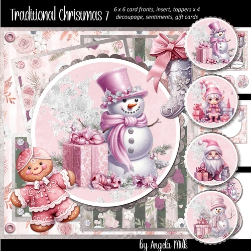 Traditional Christmas 7: Snowman & Gift Boxes 7 x 7 Card Mini Kit, 8 Sheets