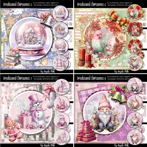 Traditional Christmas 5 to 8 Bumper Kit: Four 7 x 7 Card Mini-Kits, 32 Sheets