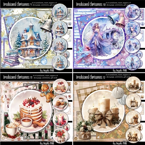 Traditional Christmas 9 to 12 Bumper Kit: Four 7 x 7 Card Mini-Kits, 32 Sheets
