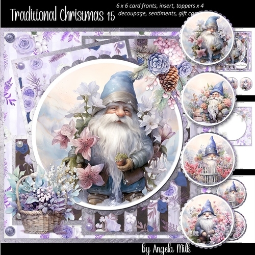 Traditional Christmas 15: Winter Gnomes 7 x 7 Card Mini Kit, 8 Sheets
