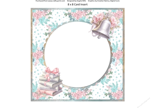 Traditional Christmas 22: Winter Floral 8 x 8 Card Insert with Teal/Pink/White Background