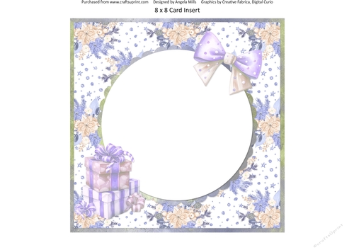 Traditional Christmas 46: Winter Floral 8 x 8 Card Insert with Peach/Lilac Floral Background