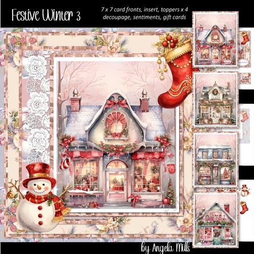 Festive Winter 3: Christmas Shop 7 x 7 Card Mini Kit, 8 Sheets