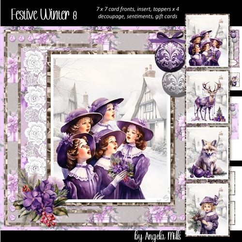 Festive Winter 8: Carol Singers 7 x 7 Card Mini Kit, 8 Sheets