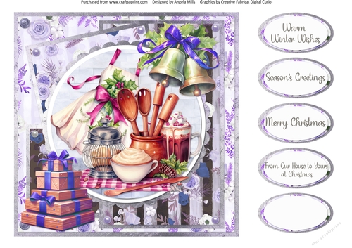 Traditional Christmas 28: Festive Baking 8 x 8 Quick Card Front with Sentiments