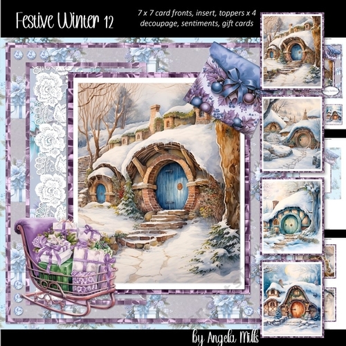 Festive Winter 12: Winter Hobbit House 7 x 7 Card Mini Kit, 8 Sheets