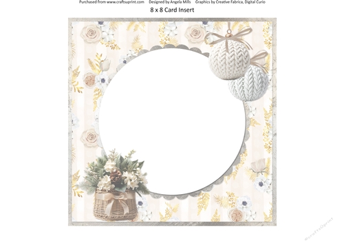 Traditional Christmas 40 8 x 8 Card Insert with Ivory Floral Striped Background