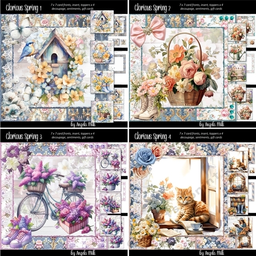 Glorious Spring 1 to 4 Bumper Kit:  Four 7 x 7 Card Mini-Kits, 32 Sheets