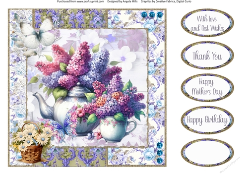 Glorious Spring 13: Lilac Tea 8 x 8 Quick Card Front with Sentiments