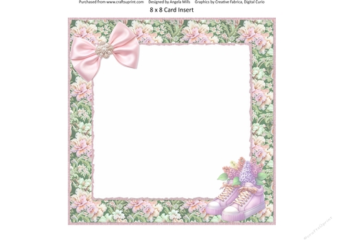 Glorious Spring 7: Spring Picnic 8 x 8 Card Insert with Green/Pink Floral Background