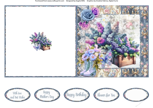 Glorious Spring 12: Box of Lilacs 5 x 5 Quick Cut & Fold Card with Sentiments