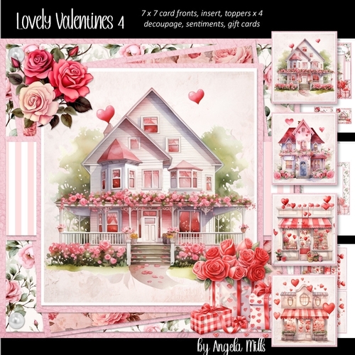 Lovely Valentines 4: Rose Cottage 7 x 7 Card Mini Kit, 8 Sheets