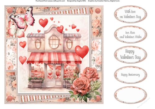 Lovely Valentines 16: Sweet Shop 8 x 8 Quick Card Front with Sentiments