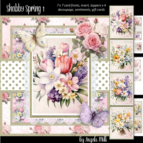 Shabby Spring 1: Spring Bouquets 7 x 7 Card Mini Kit, 6 Sheets