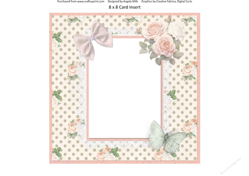 Shabby Spring 13: Floral 8 x 8 Card Insert with Floral/Polka Dot Background in Peach, Green & Ivory