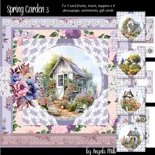 Spring Garden 3: Sheds & Outbuildings 7 x 7 Card Mini Kit, 7 A4 Sheets