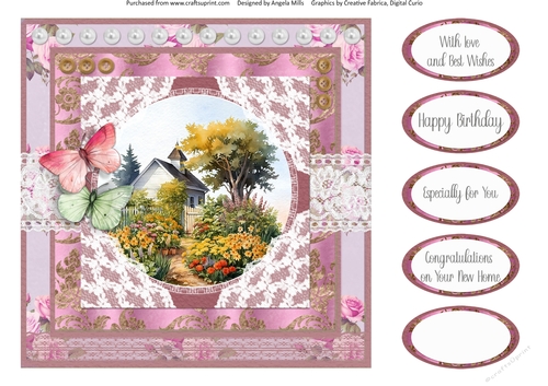 Spring Garden 13: Floral Pathway 8 x 8 Quick Card Front with Sentiments