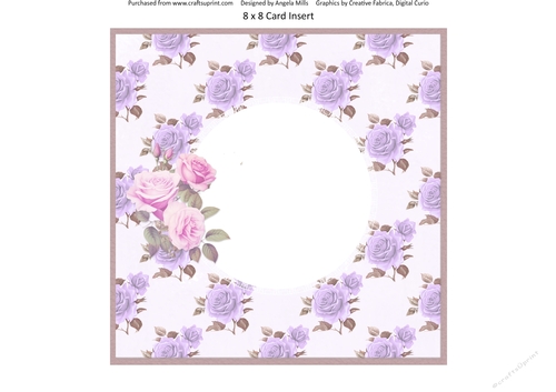 Spring Garden 7: 8 x 8 Pink & Lilac Roses Blank Card Insert