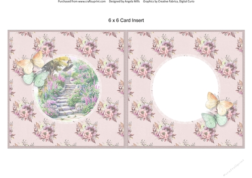 Spring Garden 8: Floral Steps 6 x 6 Card Insert with Peach Floral Background