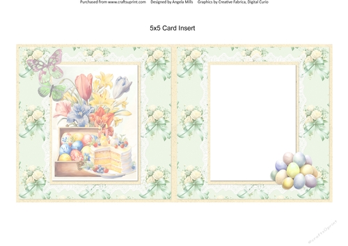 Spring Celebrations 12: Easter Treats 5 x 5 Card Insert with Green & Yellow Floral Background